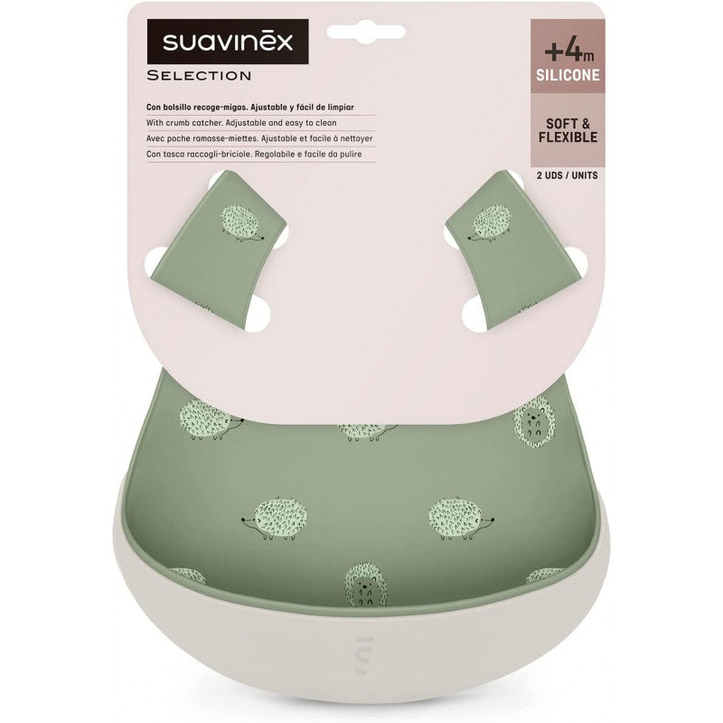 Suavinex - Pack de 2 Baberos de Silicona - Verde