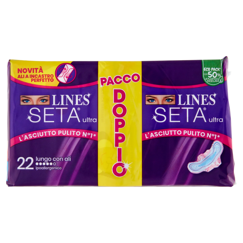 Lines Toallas Higiénicas Seda Ultra Largo con Alas 16 unidades