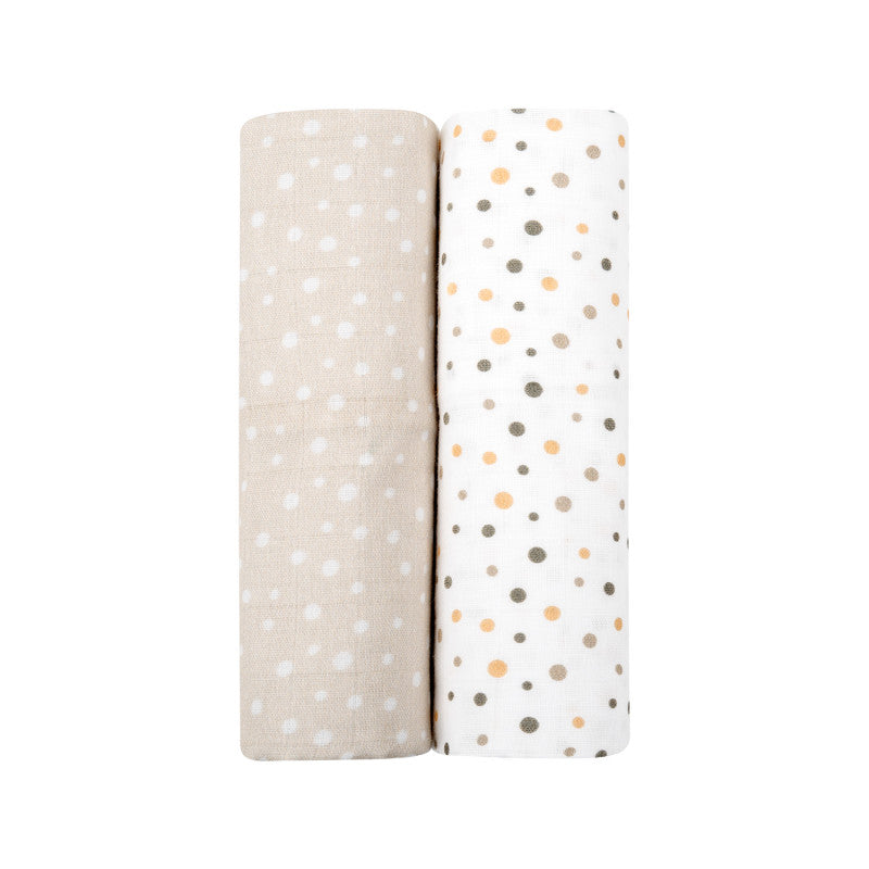 Kikka Boo - Set de 2 Muselinas de Algodón - Dots Beige