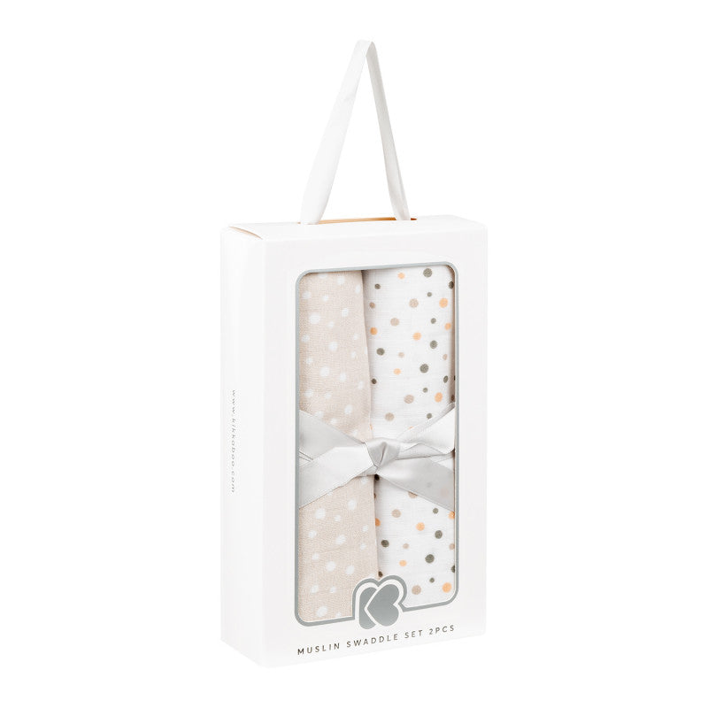 Kikka Boo - Set de 2 Muselinas de Algodón - Dots Beige