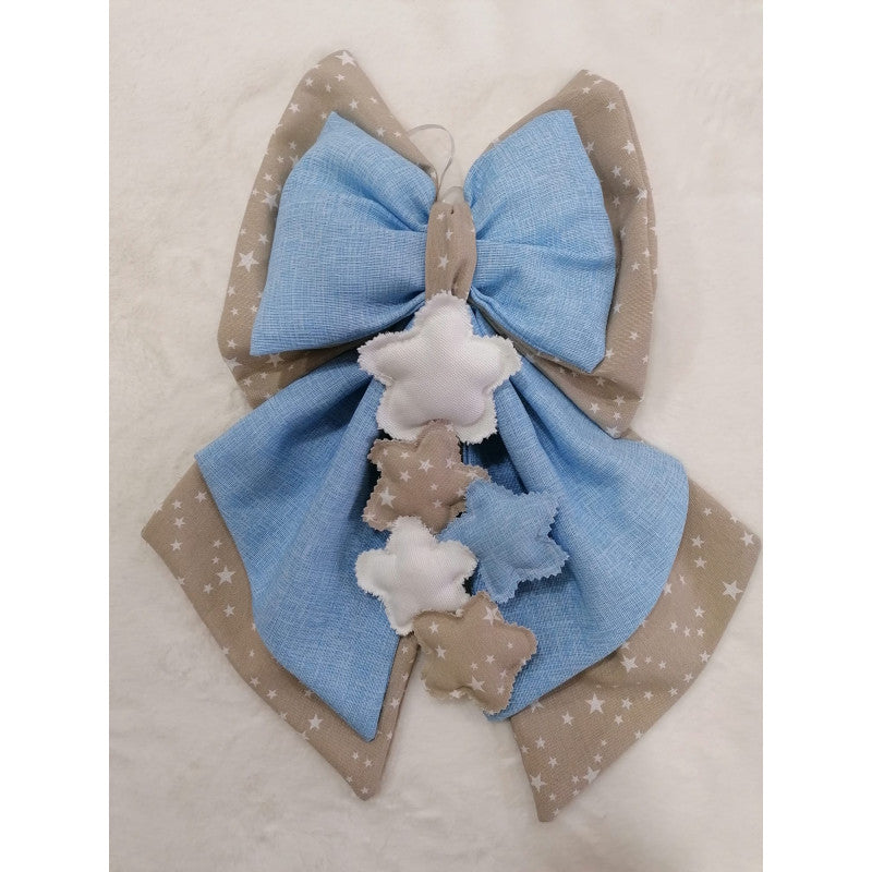 Lazo de Nacimiento Artesanal Azul Celeste y Beige
