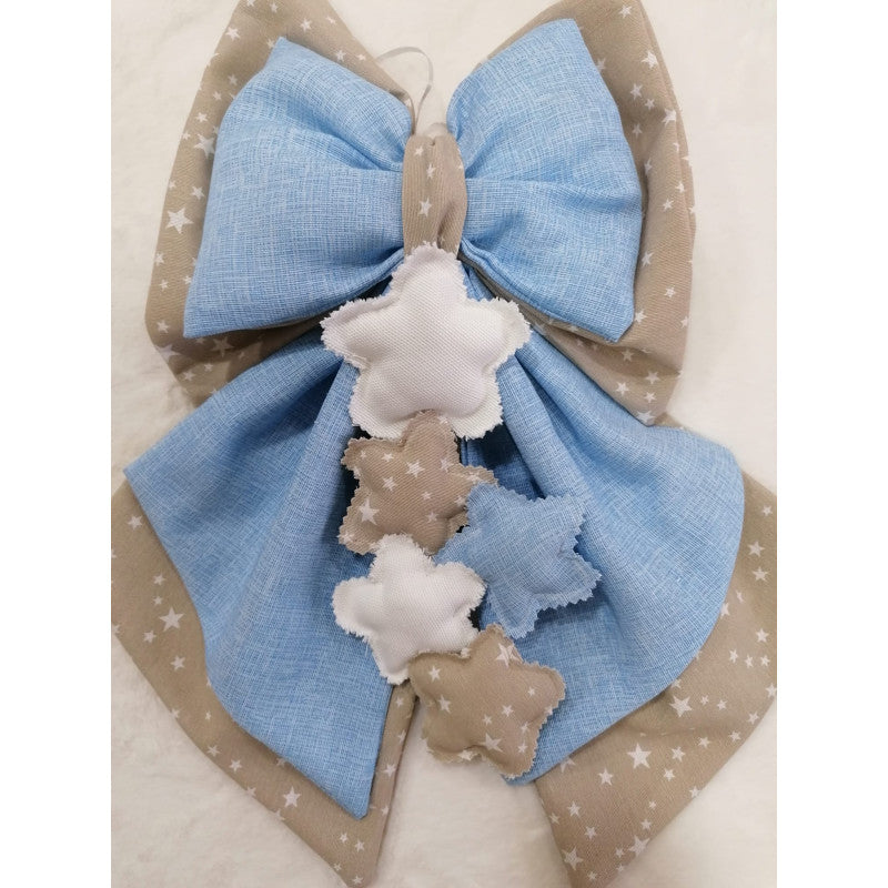 Lazo de Nacimiento Artesanal Azul Celeste y Beige
