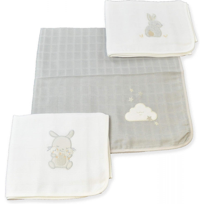 Juego de 3 muselinas bordadas ItalBaby