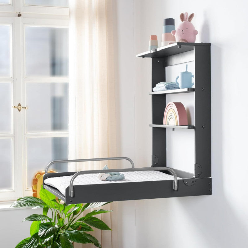 Cambiador de pared con colchoneta gris antracita