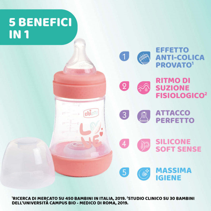 Biberón Chicco Perfect 5 - 150 ml - Rosa Love