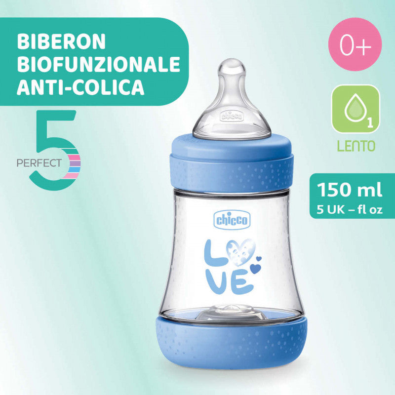 Biberón Chicco Perfect 5 - 150 ml - Azul Love