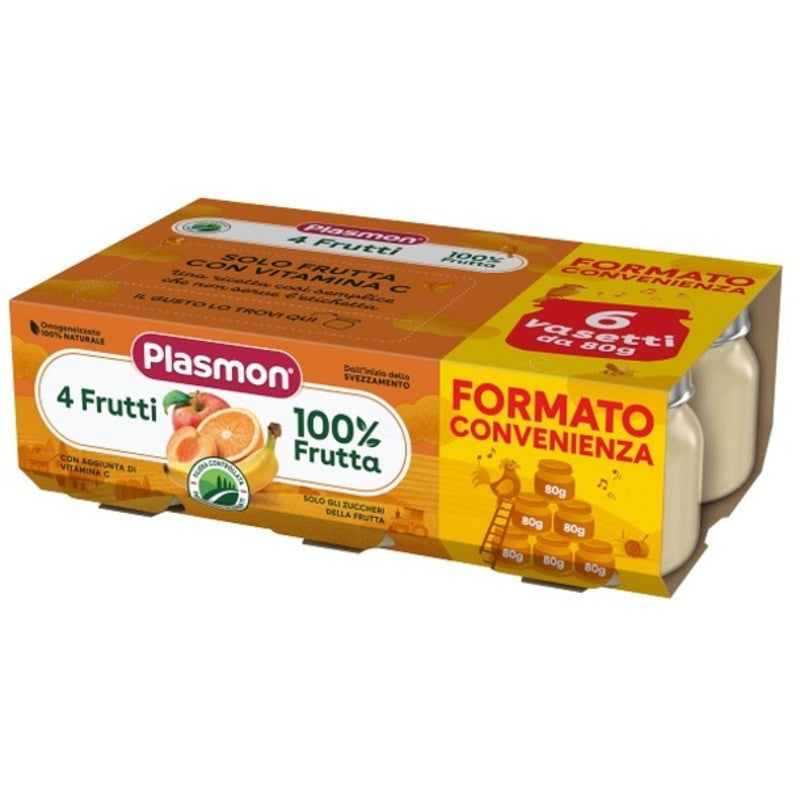 Homogeneizado 4 Frutas Plasmon - 6 Tarritos de 80 g