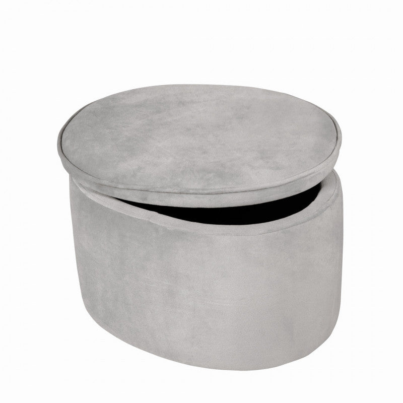 Puf ovalado de terciopelo para niños - Gris