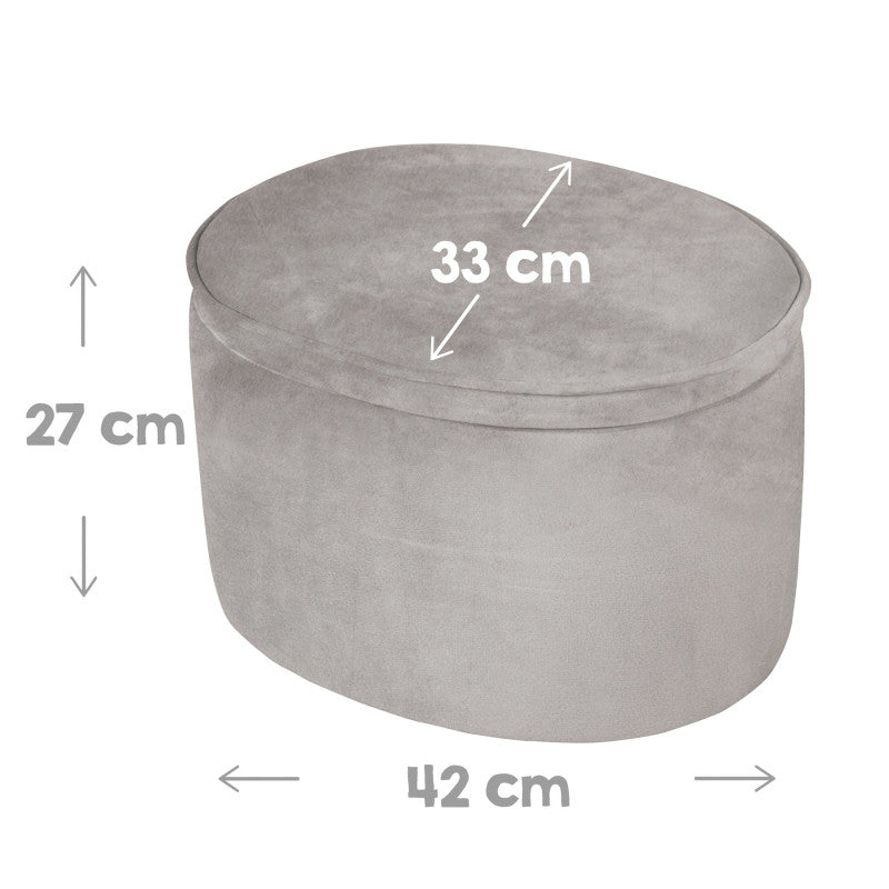 Puf ovalado de terciopelo para niños - Gris