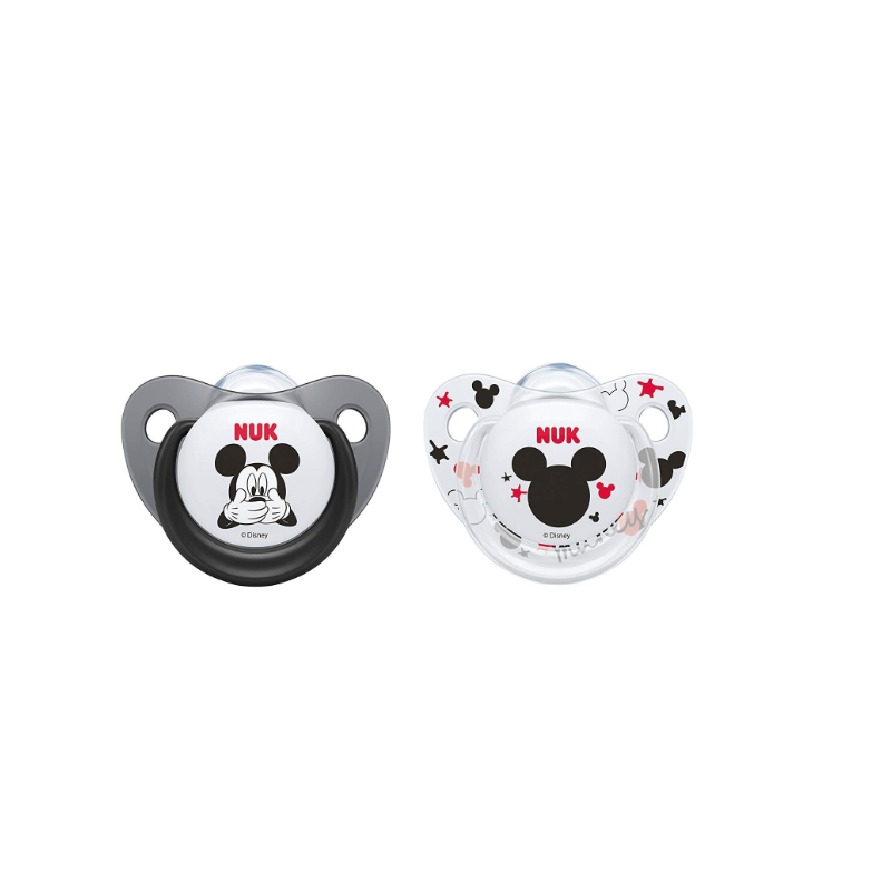 Chupetes Nuk Silicona Mickey 0-6m Negro-Blanco