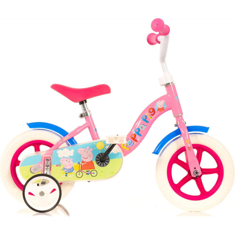 Bicicleta Peppa Pig 10"";"La Bicicleta Rapunzel es la bicicleta en colores rosa/morado con el personaje de Rapunzel, disponible en tres tamaños diferentes: 14" y 16" a elegir."