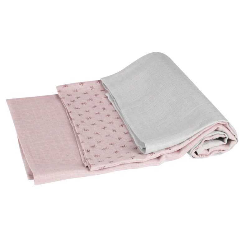 Set de muselinas en algodón orgánico 80x80 Rosa
