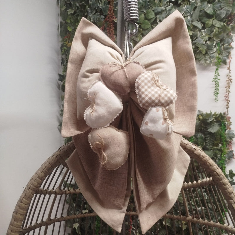 Lazo de Nacimiento Beige Corazón