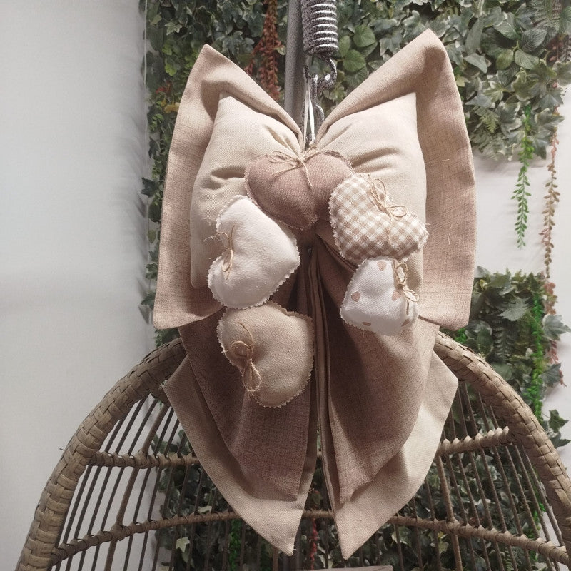 Lazo de Nacimiento Beige Corazón