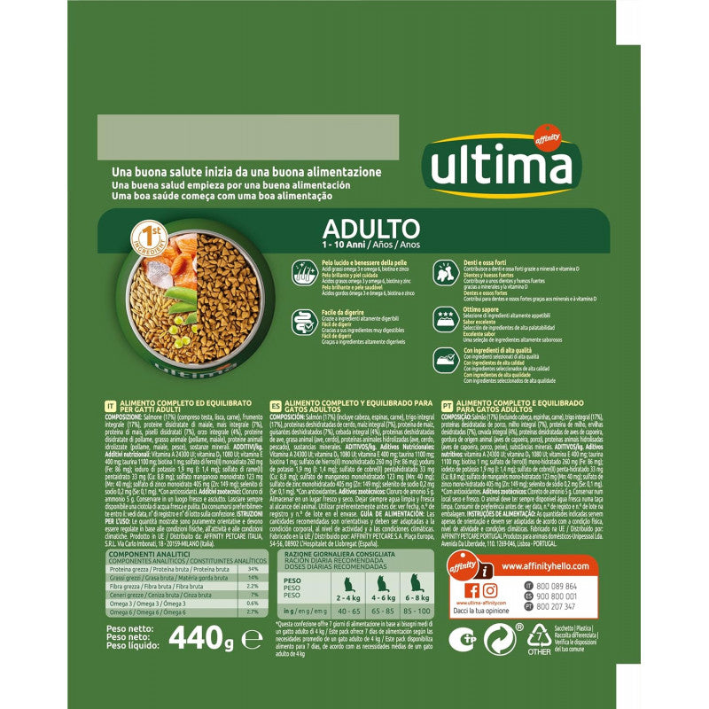 Ultima Alimento para Gatos Adultos con Salmón, 440g