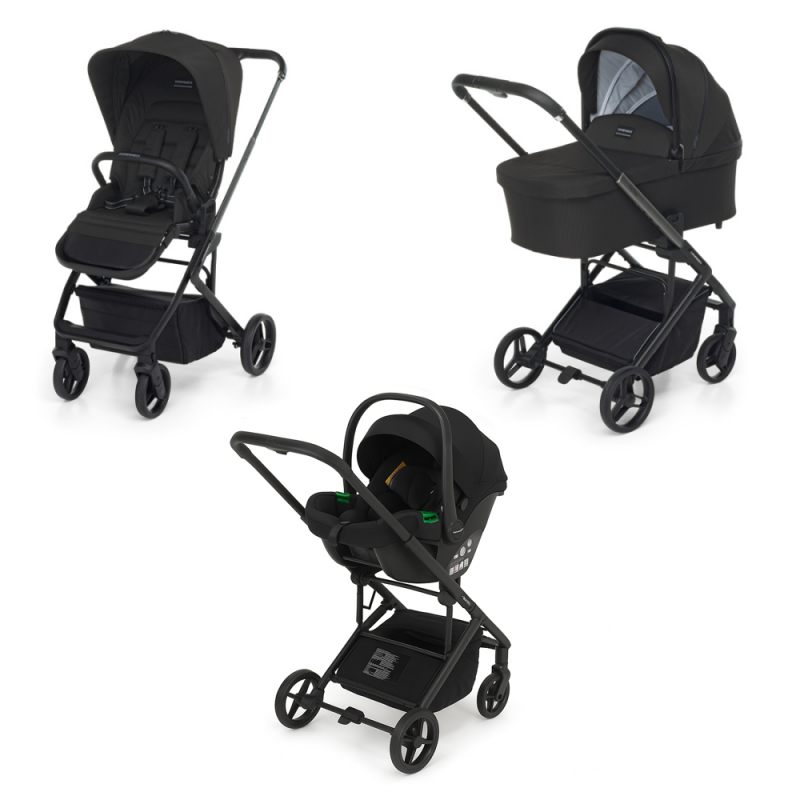 Trío TicToc Foppapedretti con silla de coche Rek i-Size - Ebony