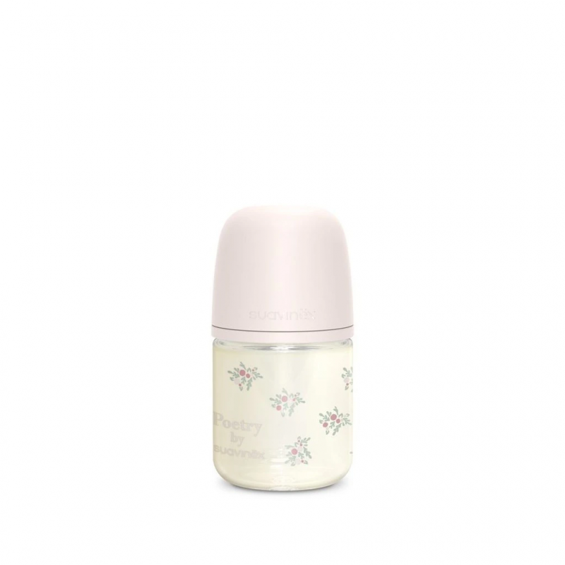 Biberón de cristal Poetry Suavinex 120ML Rosa