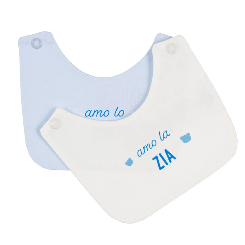 Bavaglinos Nanan con la inscripción Azul Amo a la tía/al tío