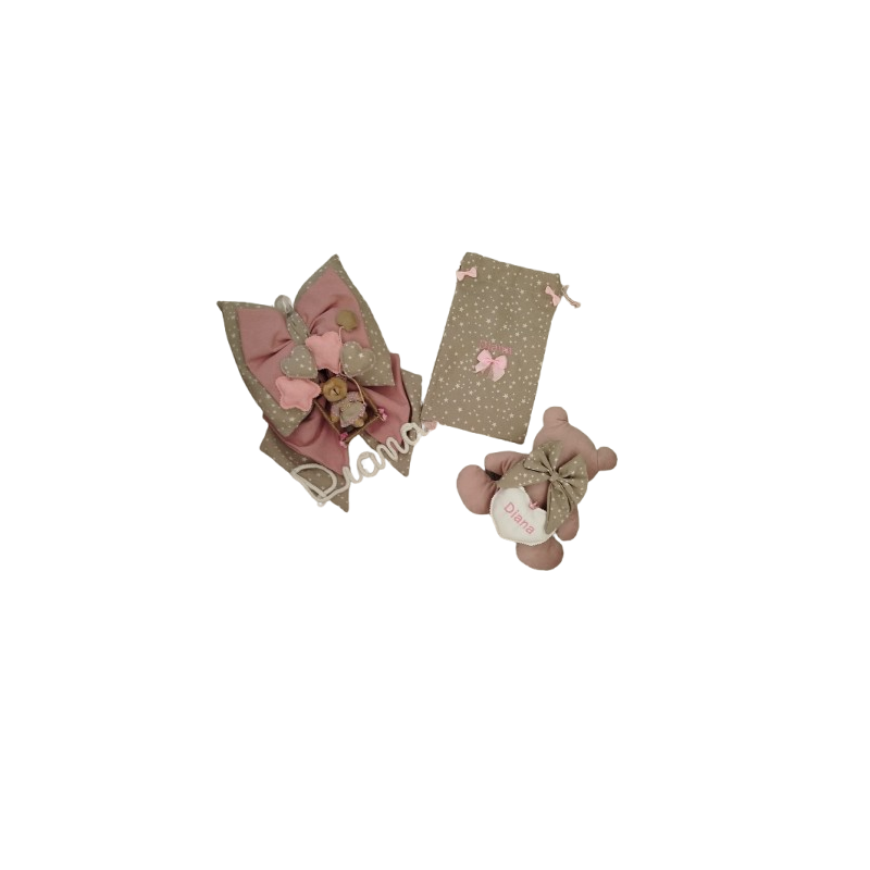 Set lazo de nacimiento Rosa con Saquito y Osito