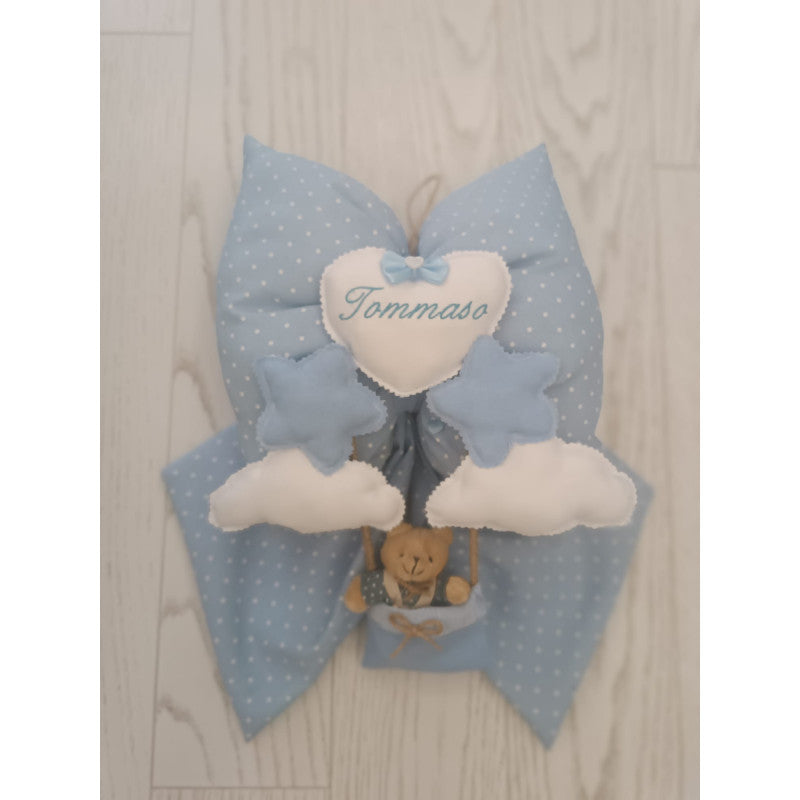 Lazo de Nacimiento Azul Osito Nube Peluche