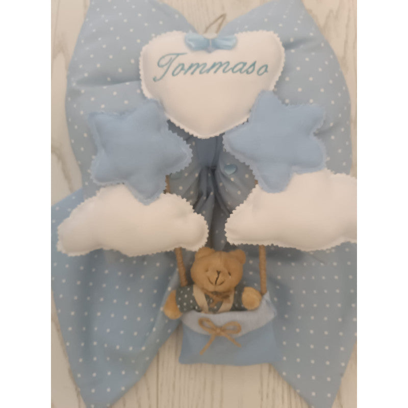Lazo de Nacimiento Azul Osito Nube Peluche