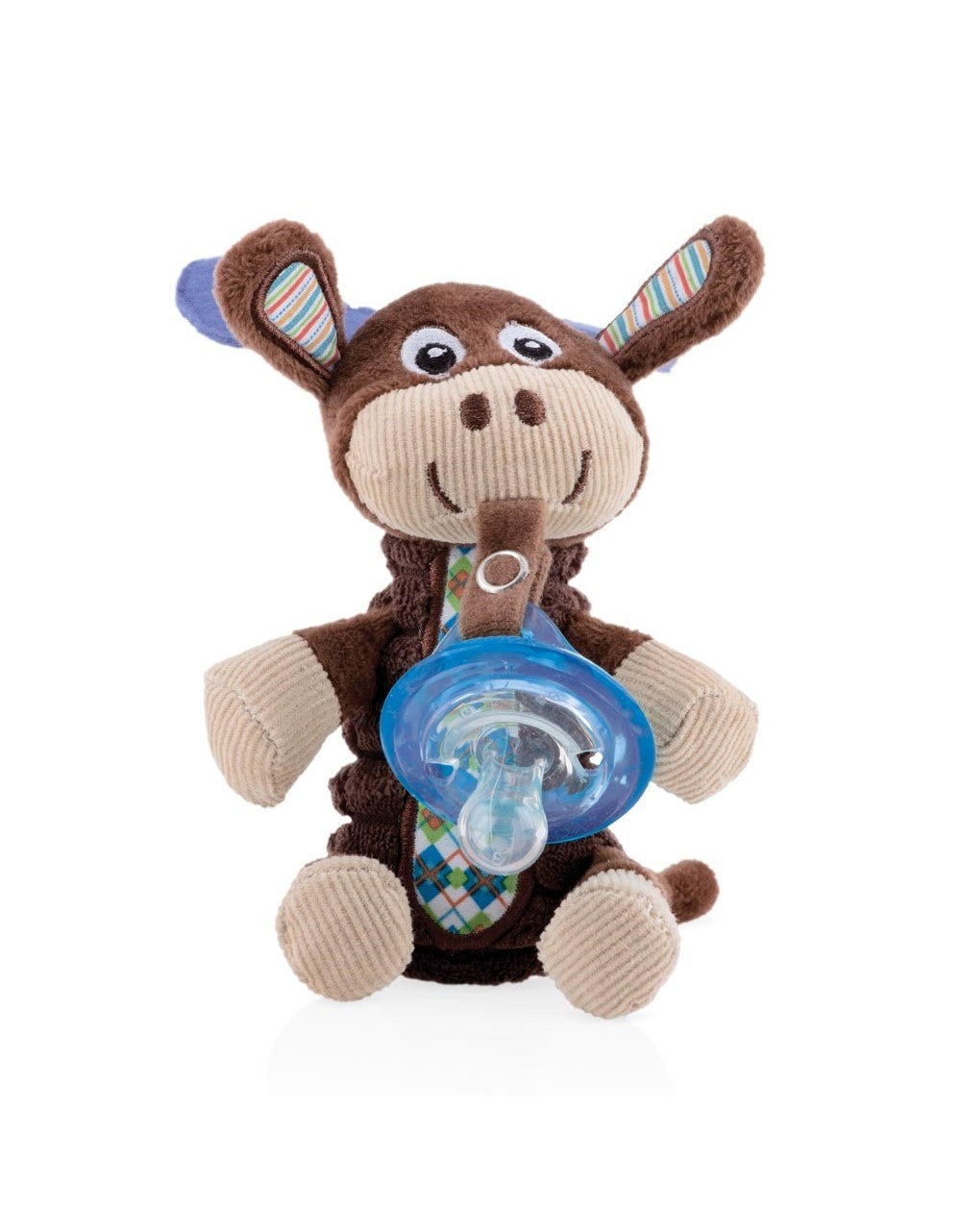 Portachupete de peluche alce azul Nuby