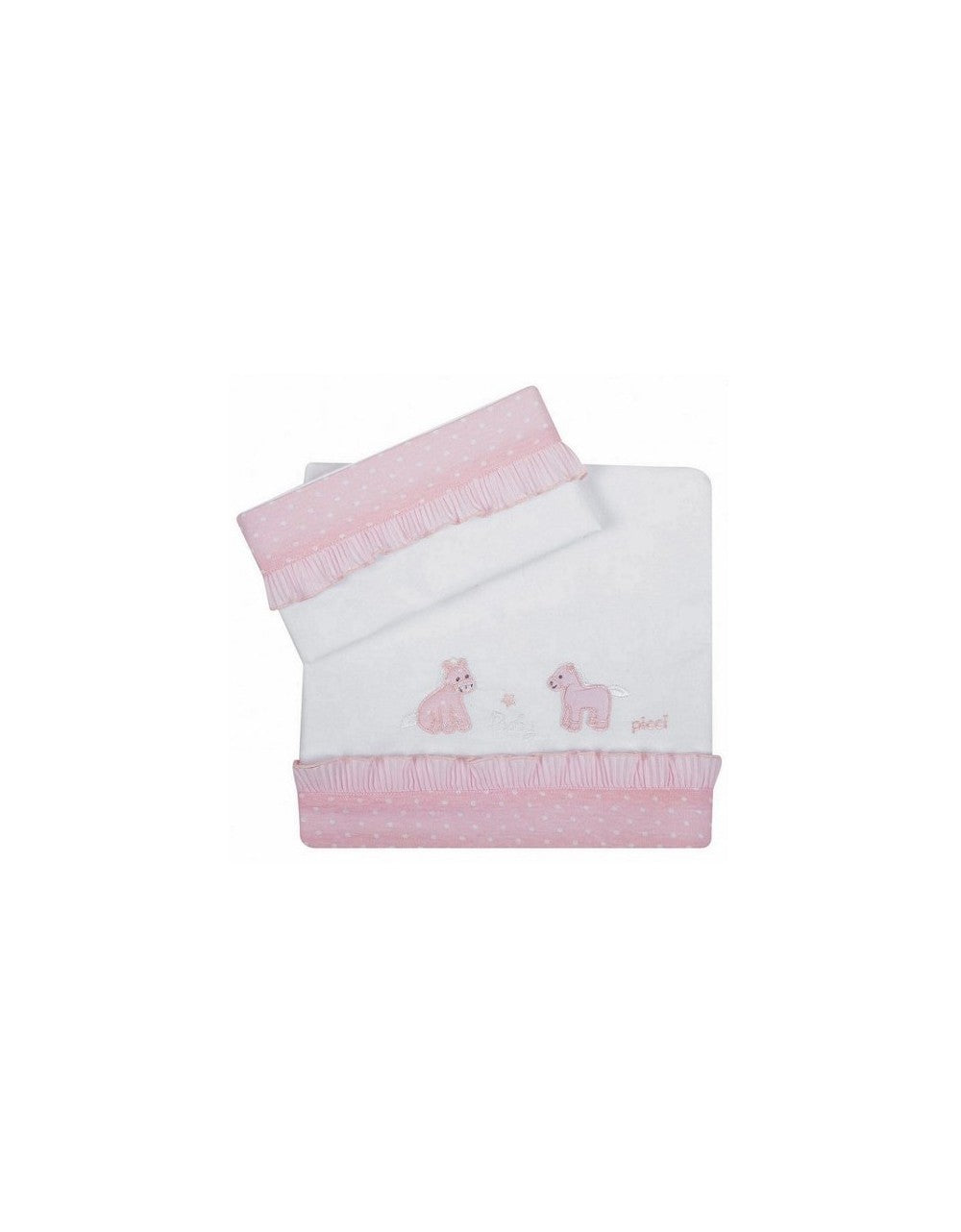 Sábanas de cuna Picci Milky Rosa con puntos