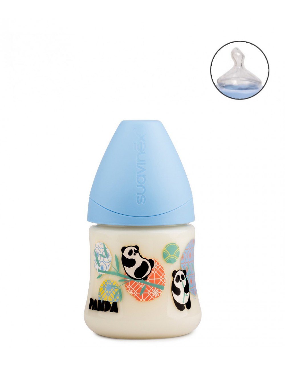 Biberón Suavinex Panda Azul 150 ml Silicona