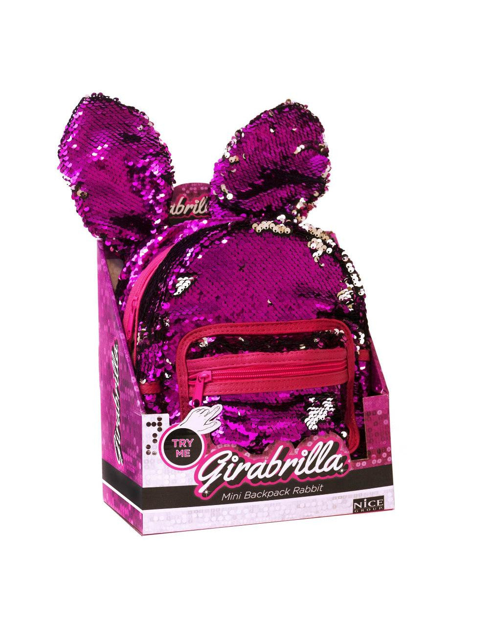 Mochila conejito Girabrilla rosa/plata