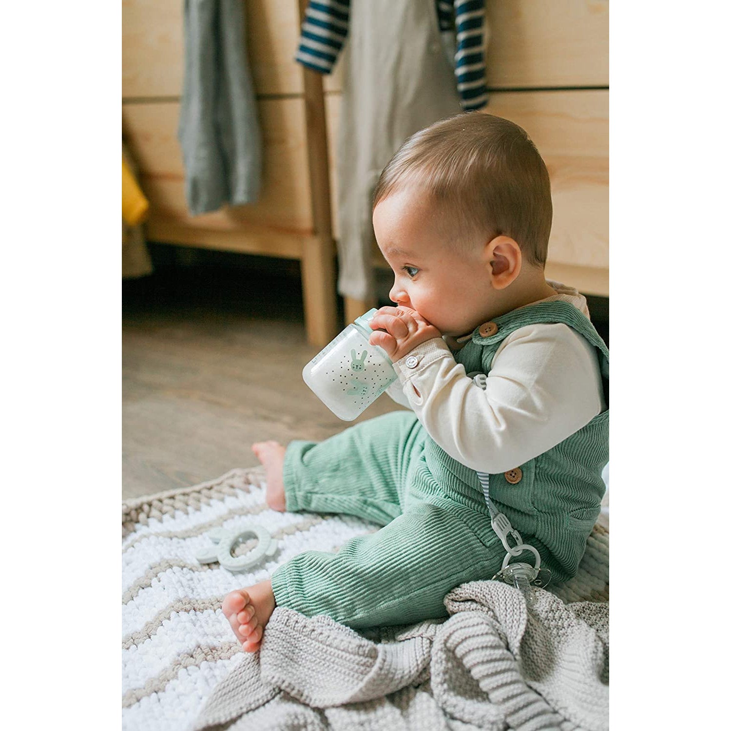 Biberón Hygge Baby Conejo Topos Verdes - Flujo Lento 120 ml