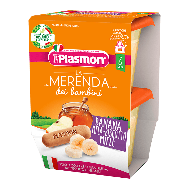La Merienda para Niños Plasmon - Plátano, Manzana, Galleta y Miel