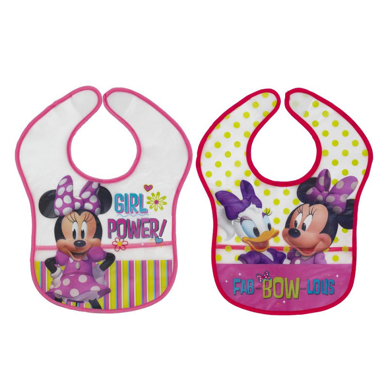 Juego de 2 baberos de plástico - Disney Minnie y Daisy