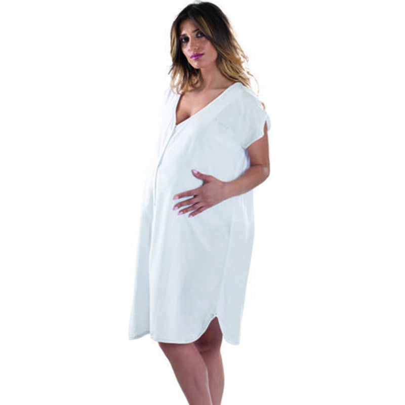 Camisón Blanco Manga Corta Abierto Delante - T7
