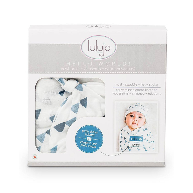Set Hello World Lulujo Baby Triángulos Azules