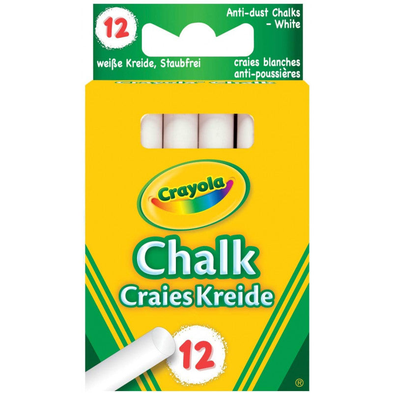 12 Tizas Blancas Antipolvo Crayola
