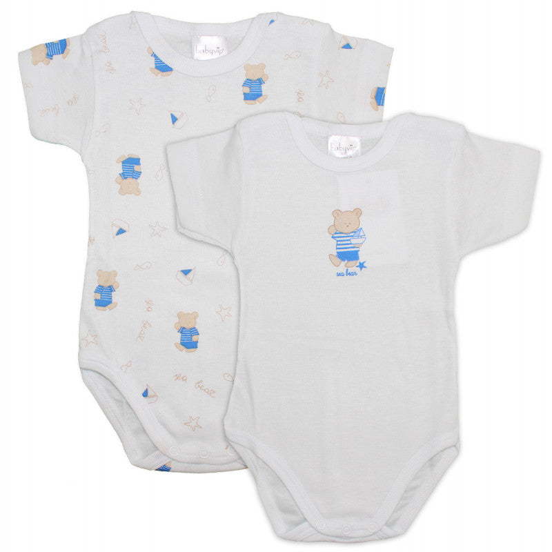 Set 2 Body Neonato a Mezza Manica - Orsetto Azzurro