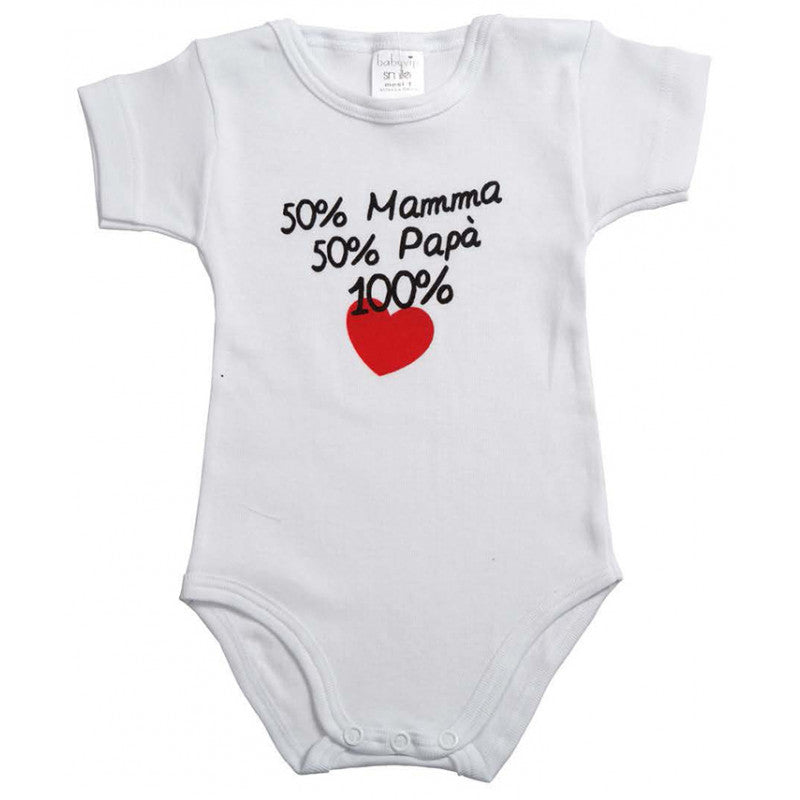 Body de Bebé de Manga Corta - 50% Mamá y 50% Papá