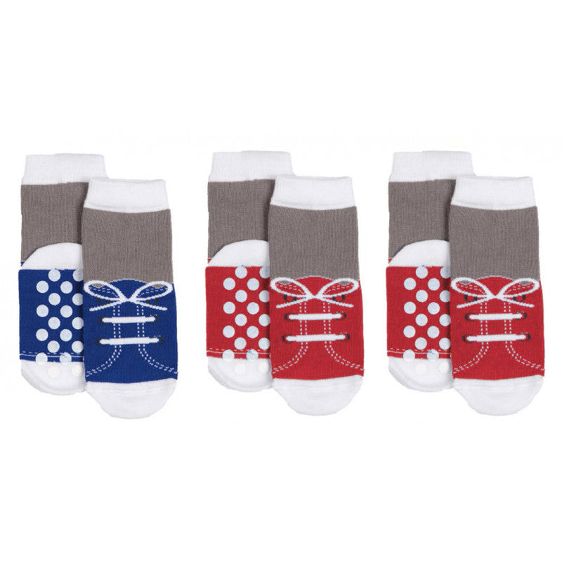 3 Pares Calcetines Antideslizantes - Patucos Azules y Rojos