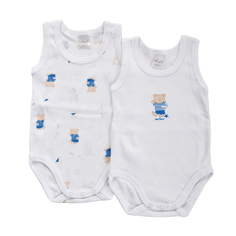 Set de 2 Bodis de bebé de manga larga con diseño de osito azul - 6 meses