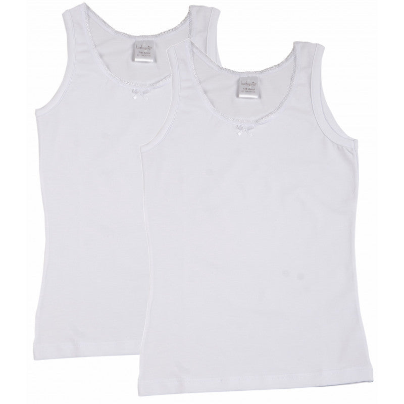 2 Camisetas de Tirantes Anchos para Niña de Algodón Elástico - 6-7 Años