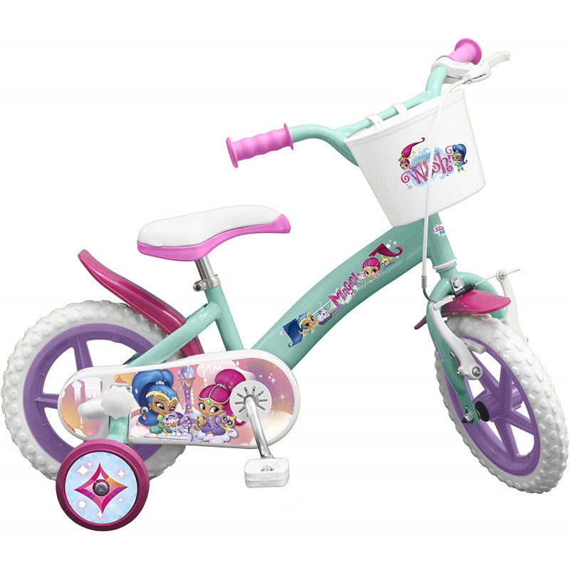 Bicicleta Shimmer Shine 12";";La bicicleta Shimmer Shine 12" en los colores rosa/púrpura con el personaje de Shimmer Shine es ideal para niños de 3 a 5 años"