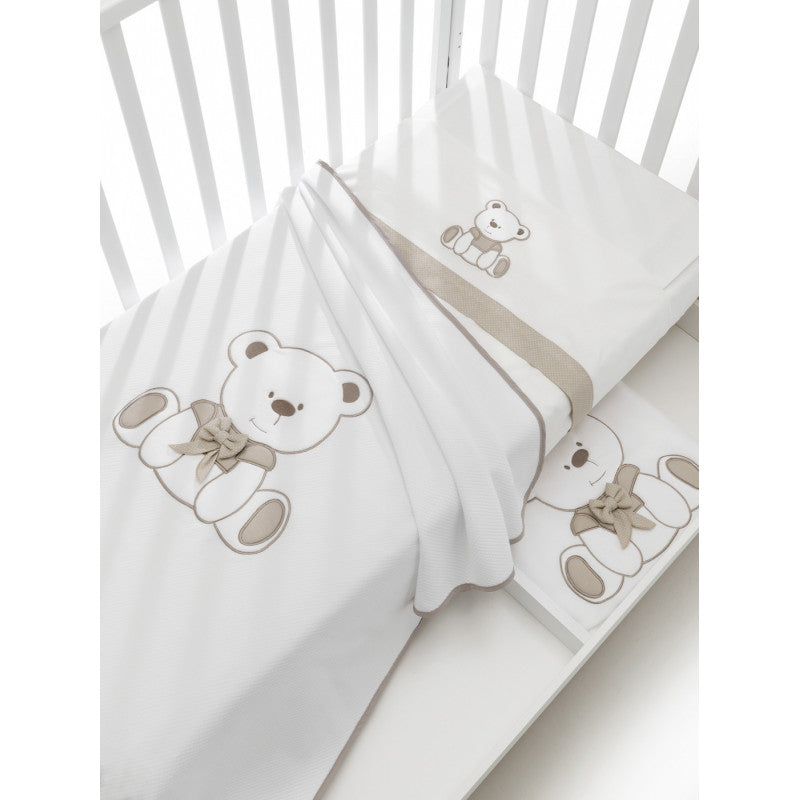 Erbesi - Juego de Sábanas Tato Blanco-Gris Topo