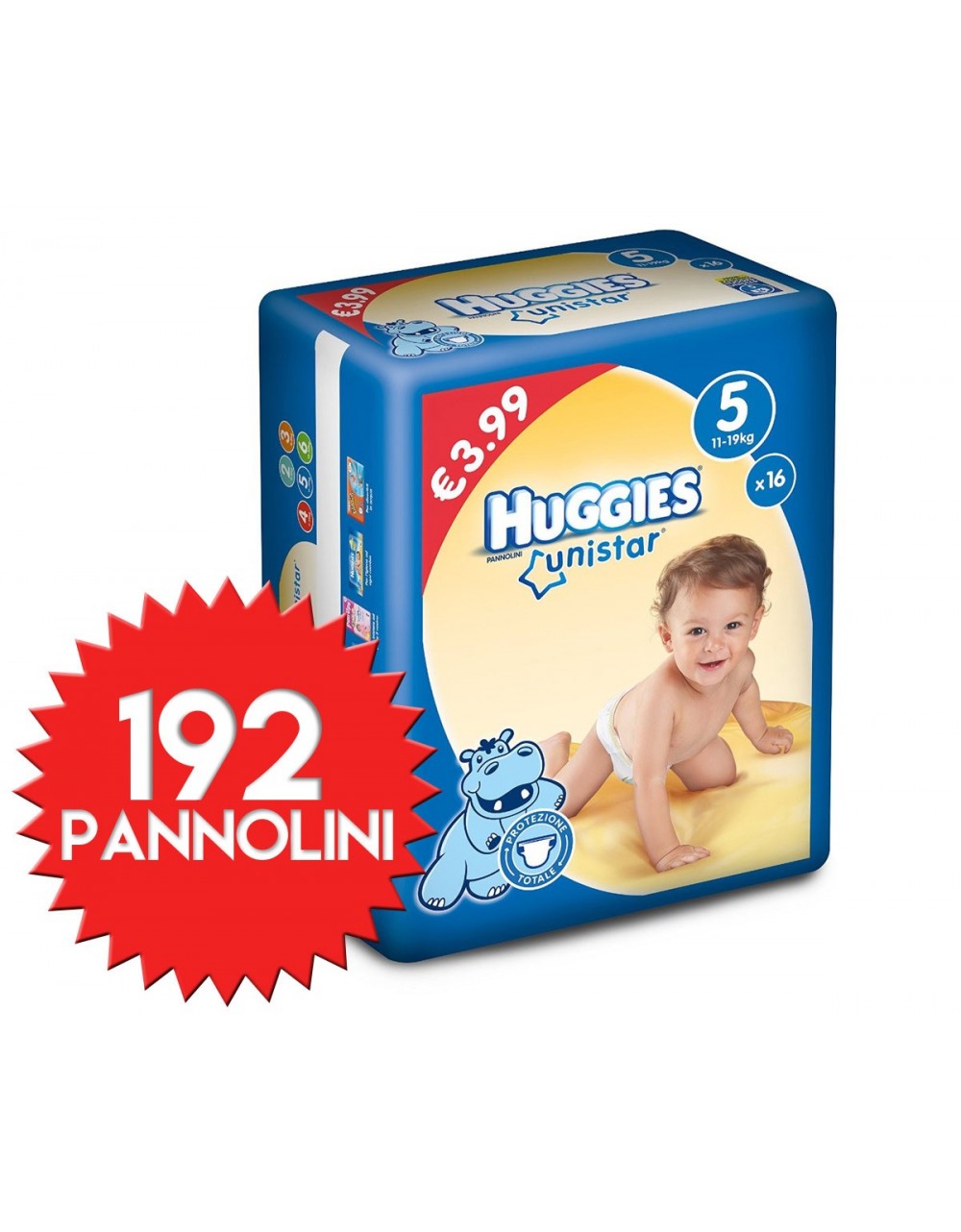 Pañales Huggies Unistar Talla 5 - 192 unidades