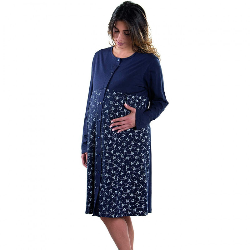 Camisón Estampado Floral Abierto por Delante - T4